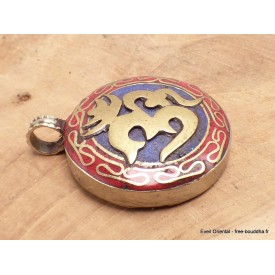 Pendentif tibétain symbole Om – Bijou bouddhiste en laiton et résine