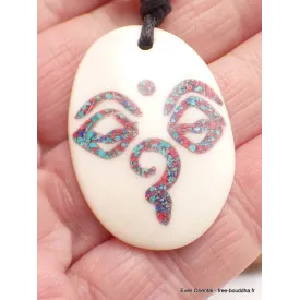 Collier tibétain en os Yeux de Bouddha - Colliers tibétains et népalais