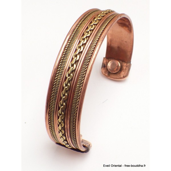Bracelet tibétain magnétique cuivre et laiton Bracelet Magnétique en Cuivre BTA1