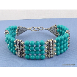 Bracelet tibétain en perles de Turquoise Bijoux tibetains bouddhistes BRETH14