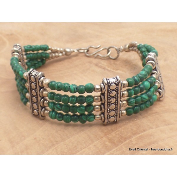 Bracelet tibétain en perles de Malachite Bracelets tibétains bouddhistes BRETH20
