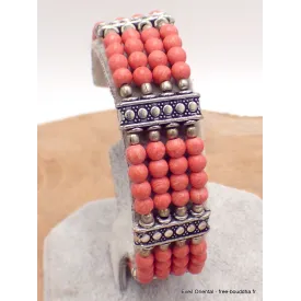 Bracelet tibétain en perles de Corail rose - Bracelets tibétains bouddhistes