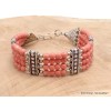 Bracelet tibétain en perles de Corail rose Bracelets tibétains bouddhistes BRETH21