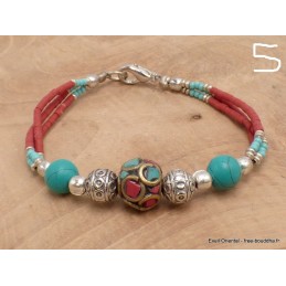 Bracelet tibétain pierres naturelles et fantaisie Bijoux tibetains bouddhistes BRETH28
