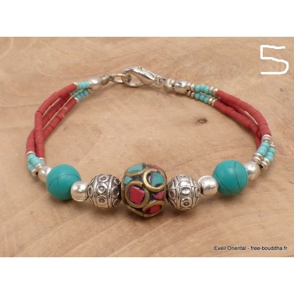 Bracelet tibétain pierres naturelles et fantaisie Bracelets tibétains bouddhistes BRETH28
