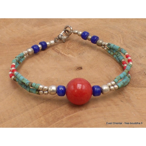 Bracelet tibétain pierres naturelles et fantaisie Bracelets tibétains bouddhistes BRETH28