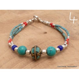 Bracelet tibétain pierres naturelles et fantaisie Bracelets tibétains bouddhistes BRETH28