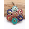 Bijou tibétain pendentif Kalachakra et mantra - Pendentifs tibétains bouddhistes