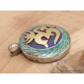 Bijou tibétain pendentif Om laiton couleur turquoise - Pendentifs tibétains bouddhistes