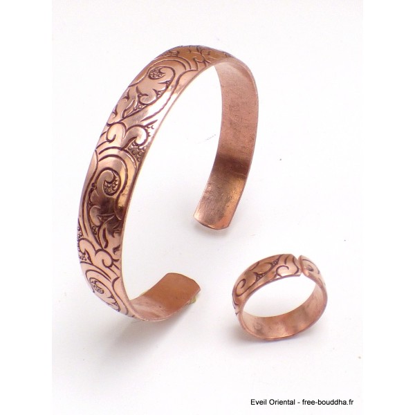 Bracelet tibétain et bague en cuivre Bracelets tibétains bouddhistes BTA9