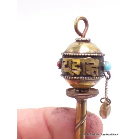 Petit moulin à prières tibétain à main ou pendentif - Pendentifs tibétains bouddhistes