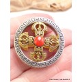 Pendentif tibétain Double Dordje en métal Cloches et dorjé tibétains PAP3