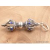 Pendentif tibétain Dordjé métal et pierre Cloches et dorjé tibétains PAP4