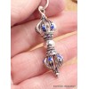Pendentif tibétain Dordjé métal et pierre Cloches et dorjé tibétains PAP4