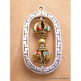 Bijou tibétain pendentif Dordjé 6 branches Cloches et dorjé tibétains PAP5