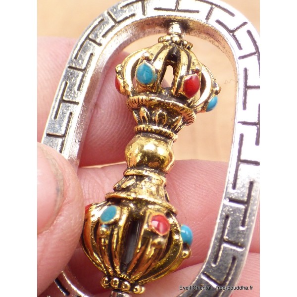 Bijou tibétain pendentif Dordjé 6 branches Cloches et dorjé tibétains PAP5