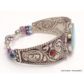 Bracelet tibétain artisanal turquoise reconstituée - Bracelets tibétains bouddhistes
