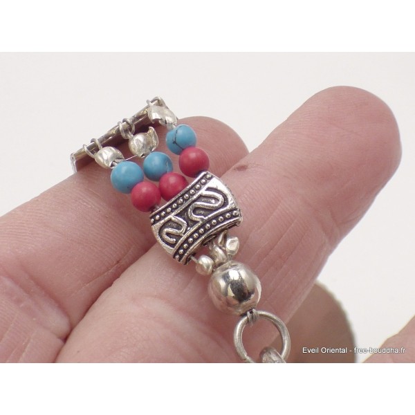 Bracelet tibétain artisanal turquoise reconstituée Bracelets tibétains bouddhistes BRAC200