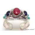 Large Bracelet tibétain Pierres Jaspe rouge améthyste - Bracelets tibétains bouddhistes