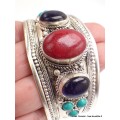 Large Bracelet tibétain Pierres Jaspe rouge améthyste Bracelets tibétains bouddhistes BRAC203