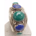 Bracelet tibétain grosses pierres malachite lapis lazuli Bracelets tibétains bouddhistes BRAC203.2