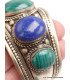 Bracelet tibétain grosses pierres malachite lapis lazuli Bracelets tibétains bouddhistes BRAC203.2