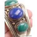 Bracelet tibétain grosses pierres malachite lapis lazuli Bracelets tibétains bouddhistes BRAC203.2