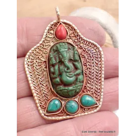 Pendentif tibétain Ganesh plaqué or - Pendentifs tibétains bouddhistes