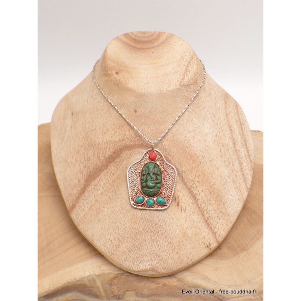Pendentif tibétain Ganesh plaqué or Objets Ganesh FC9