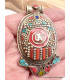Gros pendentif tibétain bouddhiste Om Bijoux tibetains bouddhistes FC10.2