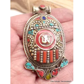 Gros pendentif tibétain bouddhiste Om - Pendentifs tibétains bouddhistes
