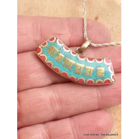 Pendentif tibétain Mantra de Chenrezi incurvé - Pendentifs tibétains bouddhistes