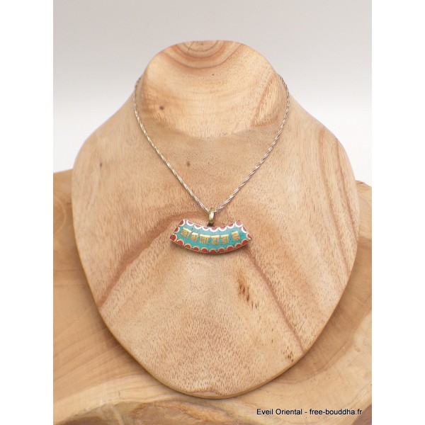 Pendentif tibétain Mantra de Chenrezi incurvé Bijoux tibetains bouddhistes FC11
