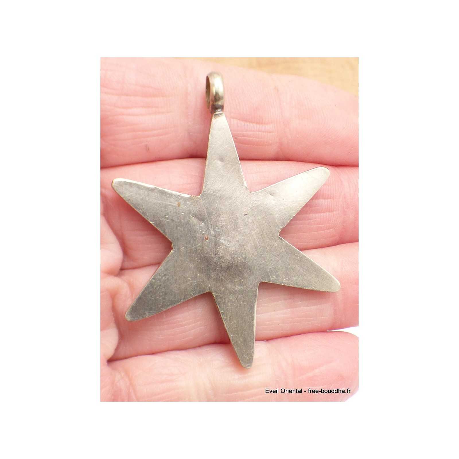Pendentif étoile Tibétaine En Argent Sur Chaîne Plaqué Argent 16 Pouces (40cm) - Neuf