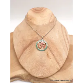 Bijou tibétain Pendentif bouddhiste OM corail turquoise - Pendentifs tibétains bouddhistes