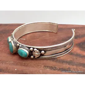 Bracelet tibétain 3 turquoises fantaisie - Bracelets tibétains bouddhistes