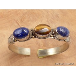 Bracelet tibétain orné de Lapis lazuli et Oeil de Tigre Bijoux tibetains bouddhistes ref154.1