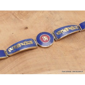 Bracelet tibétain Om et mantra couleur lapis lazuli Bracelets tibétains bouddhistes BT46.2