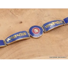 Bracelet tibétain Om et mantra couleur lapis lazuli - Bracelets tibétains bouddhistes