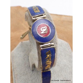Bracelet tibétain Om et mantra couleur lapis lazuli Bracelets tibétains bouddhistes BT46.2