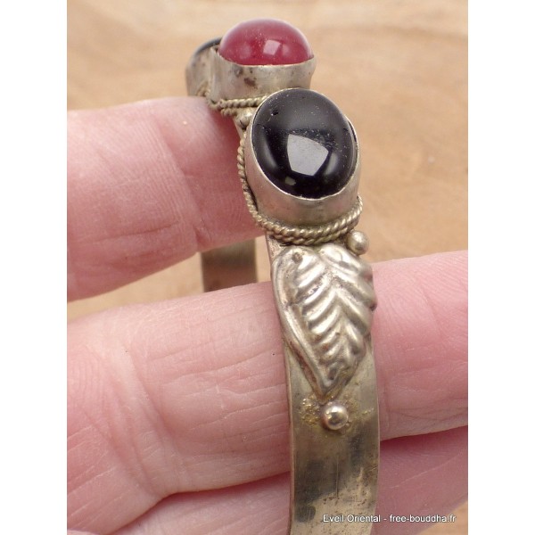 Bracelet tibétain Onyx noir Cornaline Bracelets tibétains bouddhistes ref 6003.6