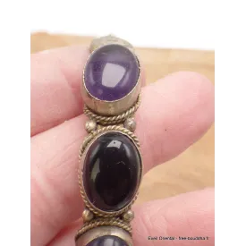 Bracelet tibétain Onyx noir améthyste - Bracelets tibétains bouddhistes