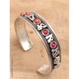 Bracelet tibétain MANTRA de Chenrezi perles rouges Bijoux tibetains bouddhistes AA62.1