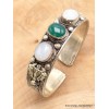 Bracelet tibétain Dordjé onyx vert pierre de lune Bracelets tibétains bouddhistes ref 3777.2