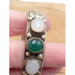 Bracelet tibétain Dordjé onyx vert pierre de lune Bijoux tibetains bouddhistes ref 3777.2