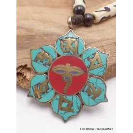 Collier tibétain Yeux de Bouddha symboles bouddhistes - Colliers tibétains et népalais