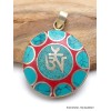 Bijou tibétain pendentif Om turquoise corail Bijoux tibetains bouddhistes WN35