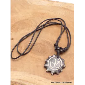 Collier tibétain bouddhiste Om os noir - Colliers tibétains et népalais