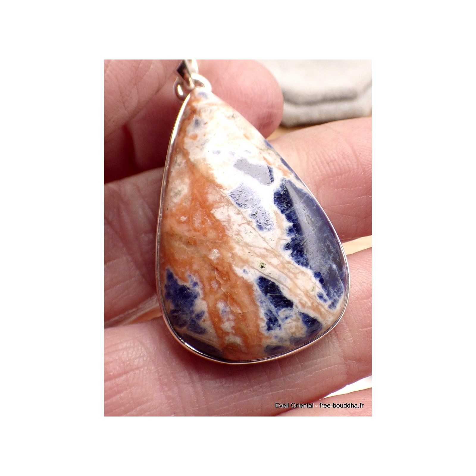 Pendentif Vintage Sodalite Et Argent Massif 925 - Pierre Bleue Argentée - Sans Marque - Occasion