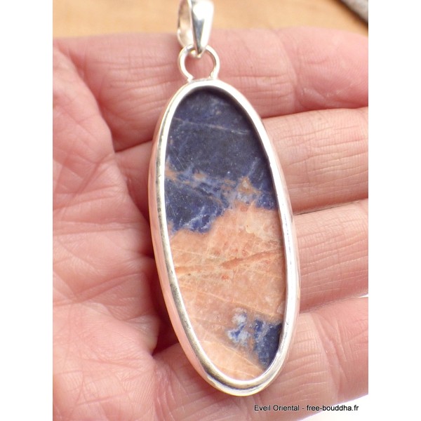 Pendentif Sodalite orange oval allongé Pendentifs pierres naturelles LAM3.2